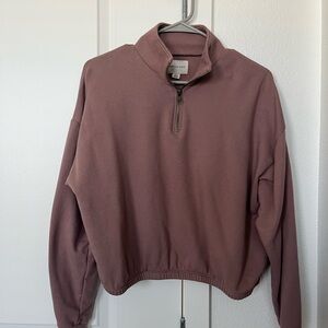 American Eagle Outfitters Mauve Quarter-Zip Pullover